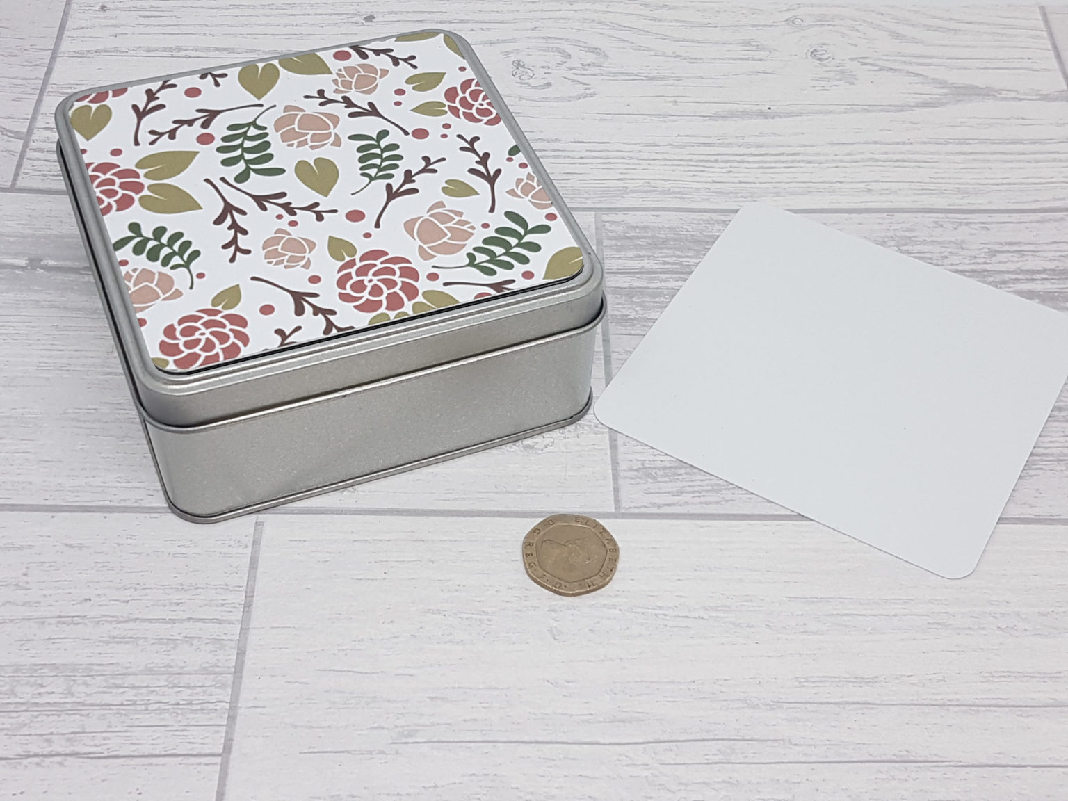 Square shape tins (silver) with printable metal topper (pack of 2 ...