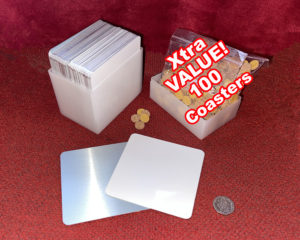 Xtra VALUE! Pack - Coasters - 90 x 90mm Square (Pack of 100) OVERSTOCK SALE! 40% Off White (whilst stocks last)