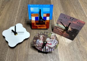 Small wall or desk clock - Budget square or Deco 100mm , Round or Fancy 90mm