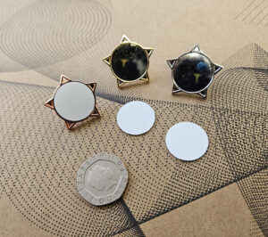 Fancy Shaped Pin Badges with Inserts - Star
