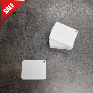 Discounted small rect keyring, wrong hole placement- White 0.5mm, pack of 30