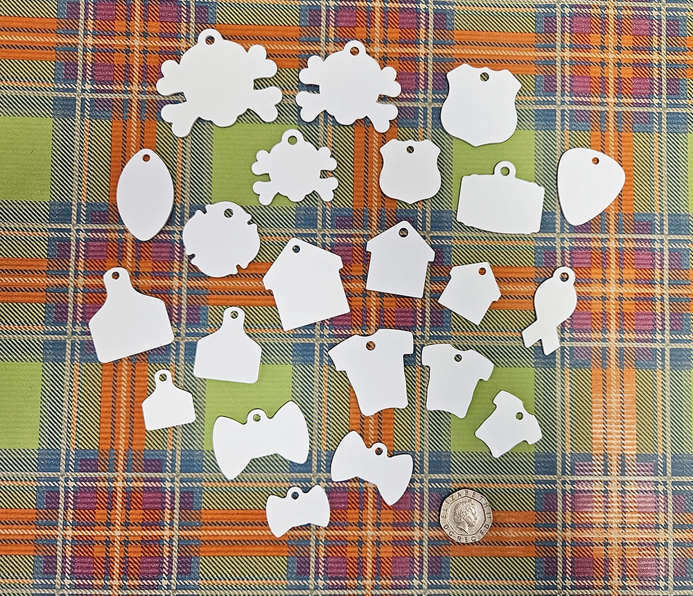 PRICE DROP!! Double Sided 1mm Tags - Objects and Sports Shapes